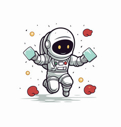 Astronaut Running With Two Dumbbells