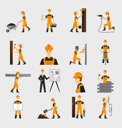 Construction Worker Icons Flat