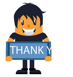 Man Holding Thank You Sign On White Background