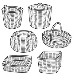 Set wicker basket Royalty Free Vector Image - VectorStock