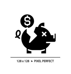 2d Pixel Perfect Glyph Style Broken Piggy Bank