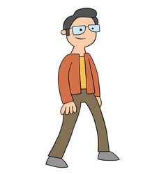 Cartoon Man With Glasses Walking