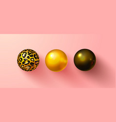 Set Of 3d Balls Black Gold And Leopard Ball