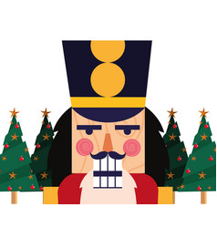 Christmas Nutcracker Face Pine Trees