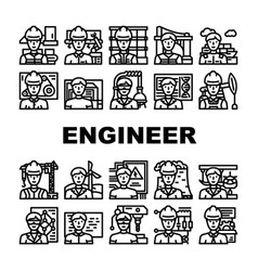 Engineer Worker Man Construction Icons Set