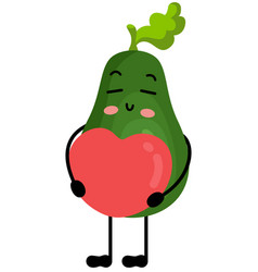 Funny Avocado Mascot Holding A Heart