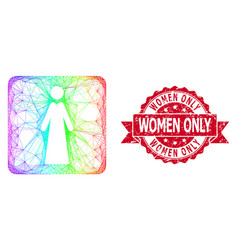 Grunge Women Only Stamp Seal And Spectrum Hatched