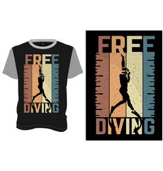 Mock Up T-shirt Free Diving Retro Vintage Style