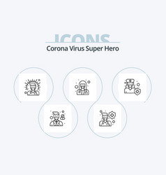 Corona Virus Super Hero Line Icon Pack 5