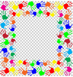 Multicolored Handprints Border Isolated