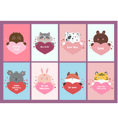 Set Valentine S Day Cards With Animals