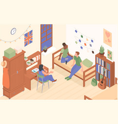 Student Dormitory Room Isometric Background