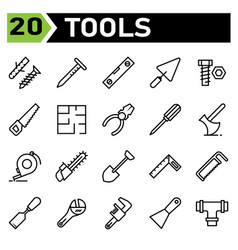 Tools Construction Icon Set Include Screw Self