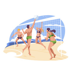 Beach Volleyball Scene By The Sea Men And Women