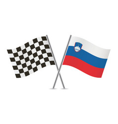 Checkered Racing And Slovenia Crossed Flags