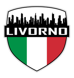 Livorno Skyline Silhouette Italy Flag Travel Badge