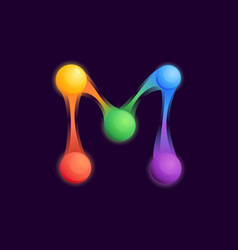 M Letter Logo With Colorful Spheres Or Dots