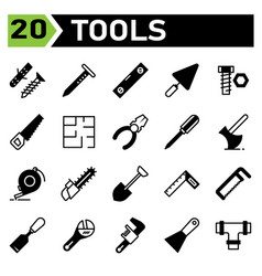 Tools Construction Icon Set Include Screw Self