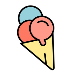 Balls Ice Cream Cone Icon Flat