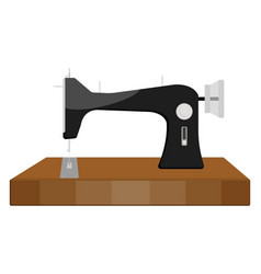 Black Sewing Machine On A White Background