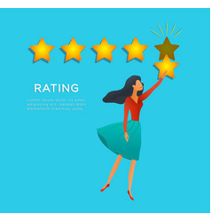 Customer Review Rating Young Woman With Stars