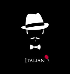 Italian Mafioso Man With A Mustache And Bow Tie