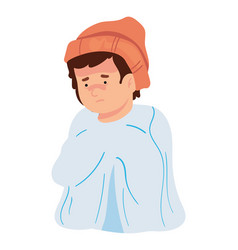 Sick Man With Hat And Blanket