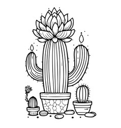 Cute Cactus Clipart Black And White