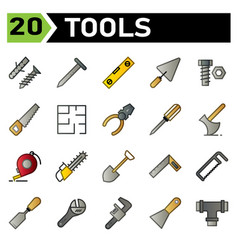 Tools Construction Icon Set Include Screw Self