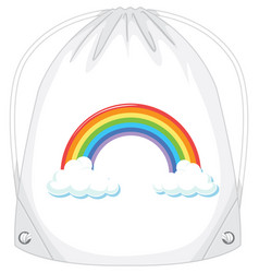 A White Drawstring Bag With Rainbow Pattern