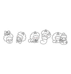 Set Of Kawaii Christmas Unicorn Coloring Page