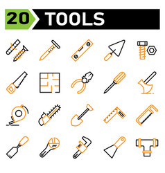 Tools Construction Icon Set Include Screw Self