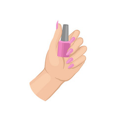 Woman S Hand Holding Bottle Of Pink Nail Polish