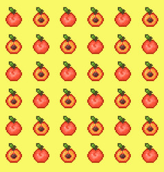 8-bit Style Peach Seamless Pattern Pixel Art