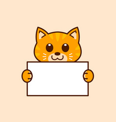 Cute Tabby Cat Holding A Blank Sign