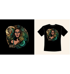 Graphic T-shirt Design With Aries Zodiac Sign