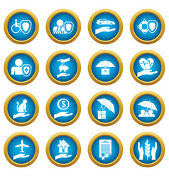 Insurance Icons Blue Circle Set