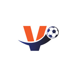 Letter V With Football Ball Logo