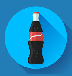 Soda Bottle With Red Lable Flat Icon