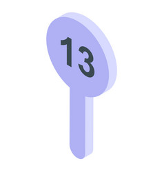 Auction Number Board Icon Isometric Style