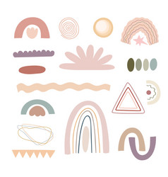 Boho Style Abstract Shapes Set Simple Hand Drawn