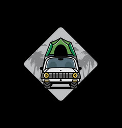 Camping On The Roof Of Car Badge Design