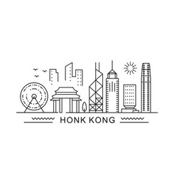 Hong Kong Minimal Style City Outline Skyline