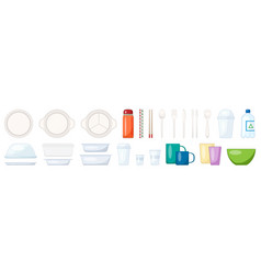 Plastic Tableware Cartoon Icons