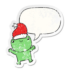 Cute Cartoon Frog Wearing Christmas Hat