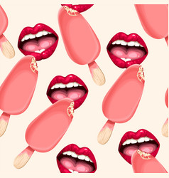 Seamless Pattern With Lips And Ice Cream