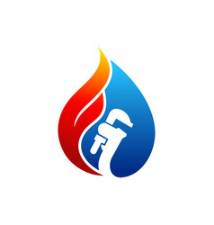 Water And Fire Icon Plumbing Logo Design