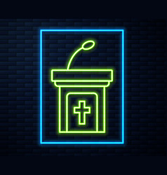 Glowing Neon Line Church Sermon Tribune Icon