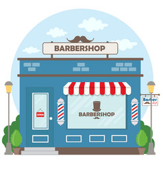 Street building facade barbershop front shop Vector Image