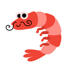 Cartoon Shrimp With A Mustache Sea Character